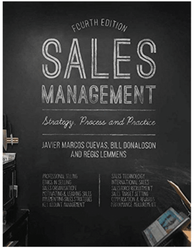 Sales Management: Strategy, Process and Practice,